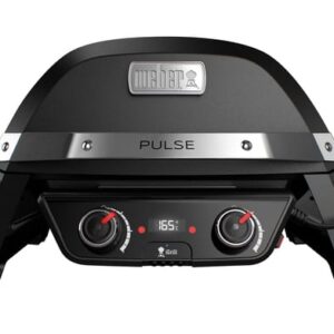 Elektryczny grill WEBER 2200 W – do 8 osób, żeliwna płyta, czarny