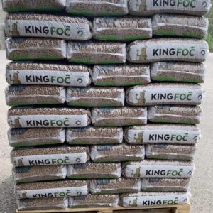 Paleta 77 worków pelletu KINGFOC – 1155 kg, certyfikaty ENplus A1 i PEFC